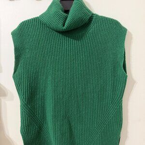 Odeeh Wool Cashmere Turtleneck Sweater Vest Emerald Green XS Luxury Knit